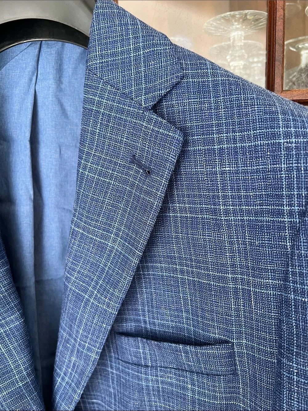 High Quality Wool, Silk & Linen blue  blazer